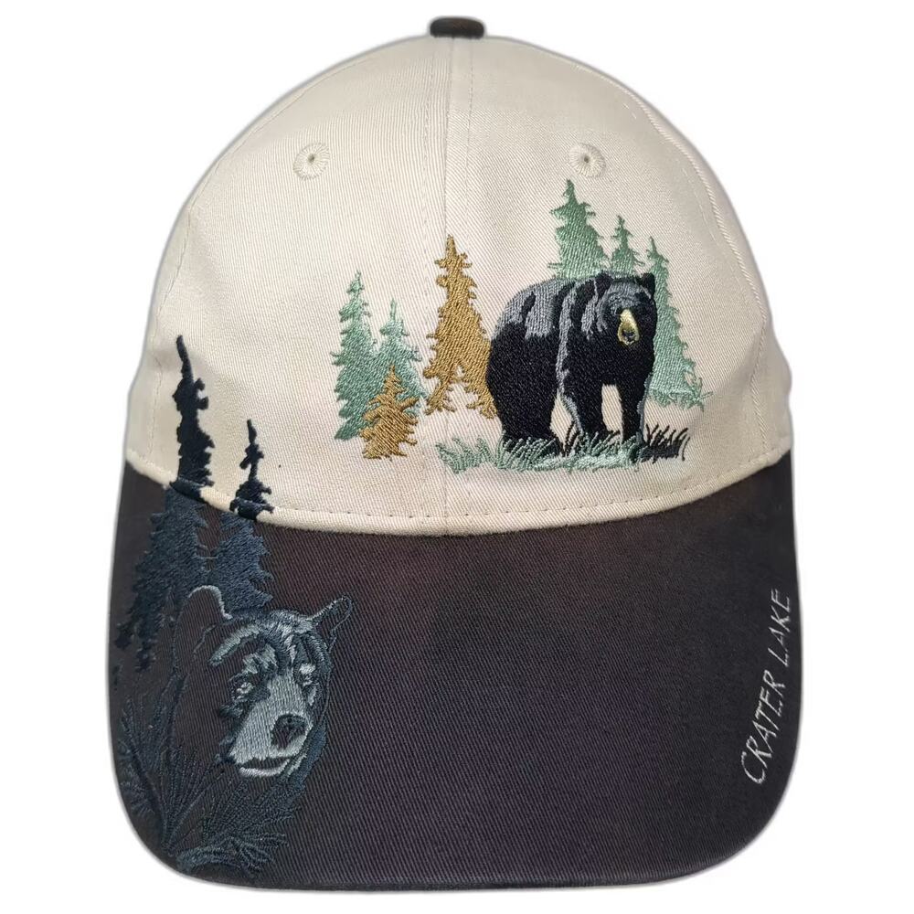 Polar Graphics Crater Lake Black Bear Baseball Cap Beige OS Embroidered Hat